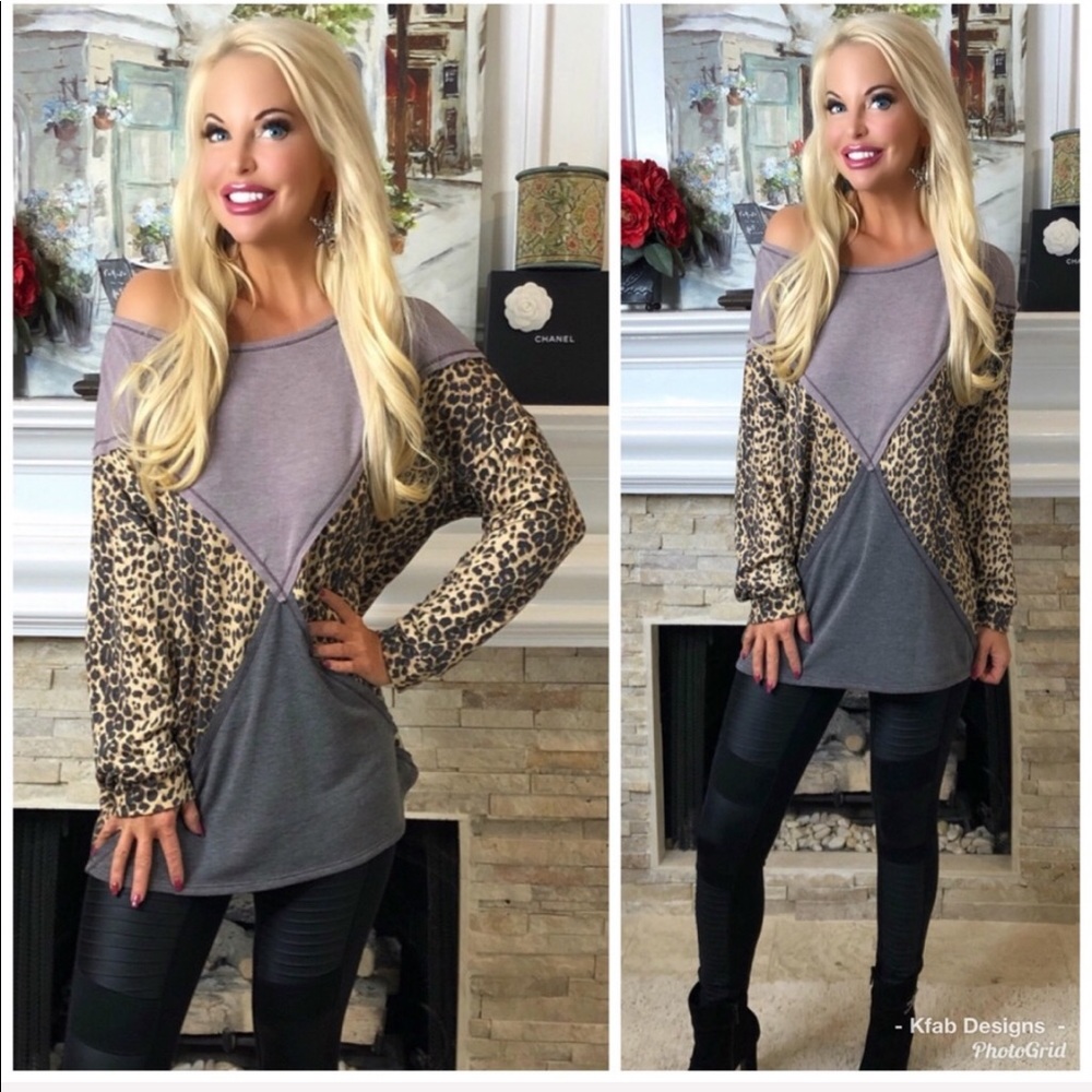 ❤️LAST 2! Animal Print Super Soft Color Block Top! - Picture 7 of 8